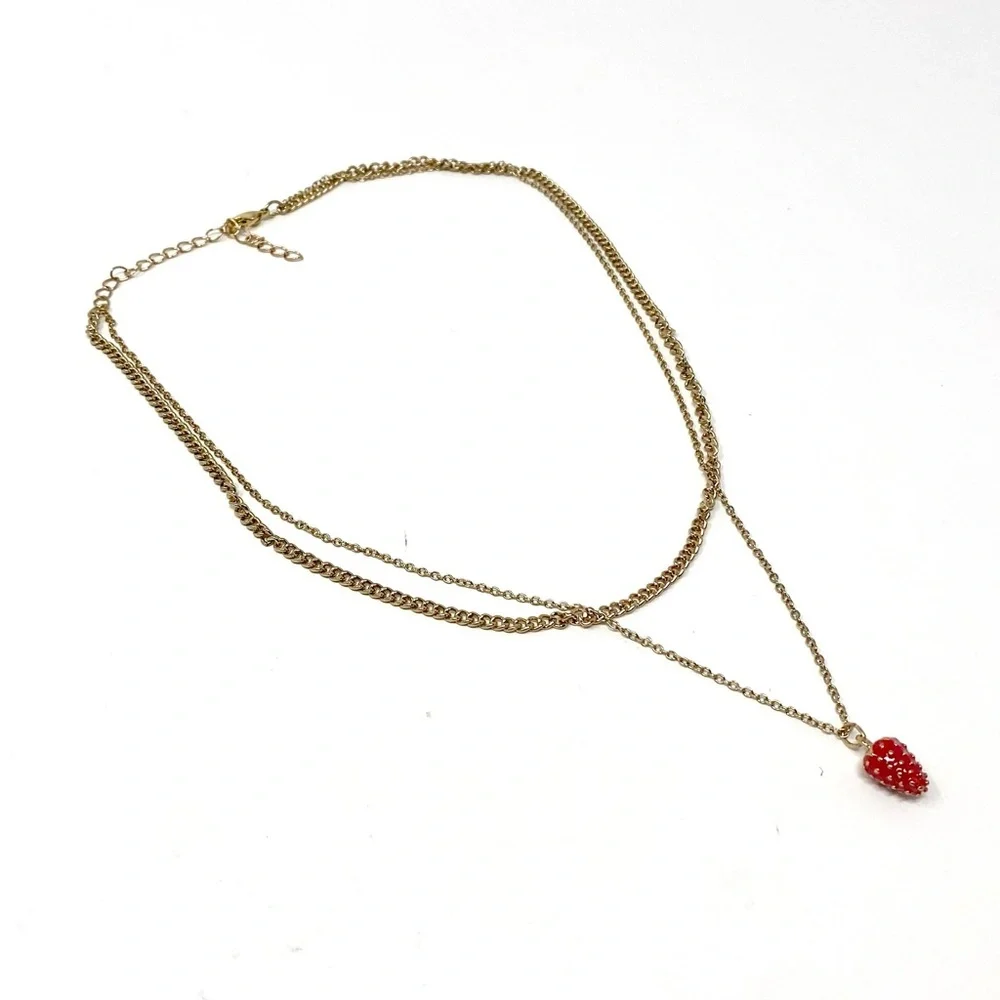 New Free People Strawberry Fields Layered Necklace Gold - Picture 4 of 5